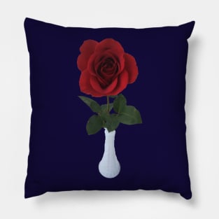 Dark Red Rose in a White Vase Pillow