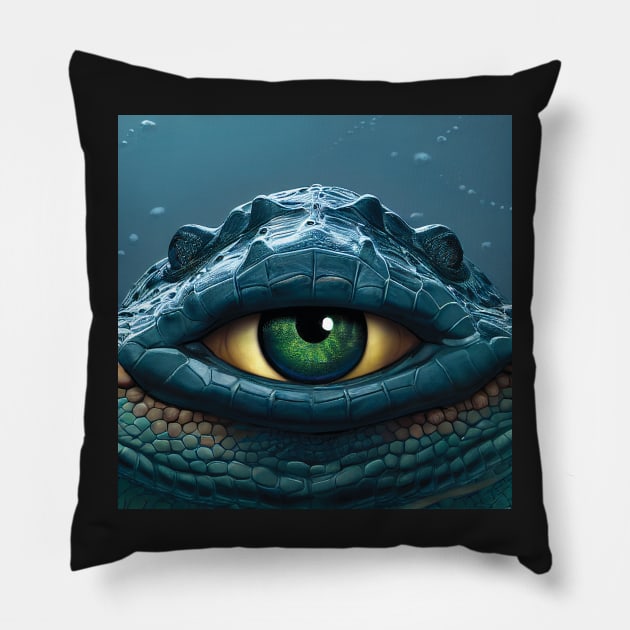 Crocodile Eye Art Pillow by Geminiartstudio