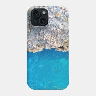 Blue Calm Turquoise Sea Water, Rocky Beach Texture Phone Case