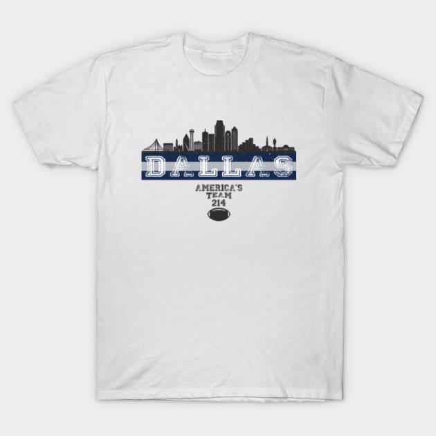 Vintage Retro Dallas Skyline 214 Football T-Shirt | Dallas-cowboys