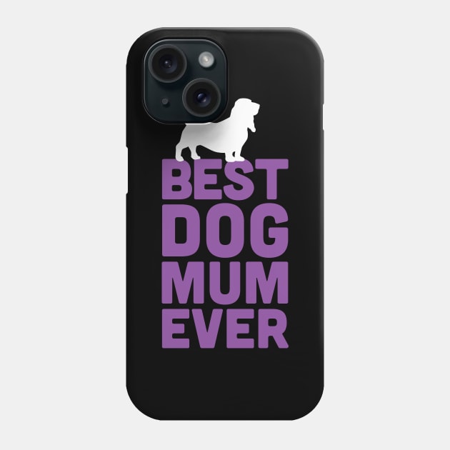 Best Basset Hound Dog Mum Ever - Purple Dog Lover Gift Phone Case by Elsie Bee Designs