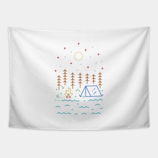 Adventure Camp Monoline Tapestry