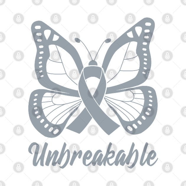 Silver Butterfly Awareness Ribbon Unbreakable by FanaticTee