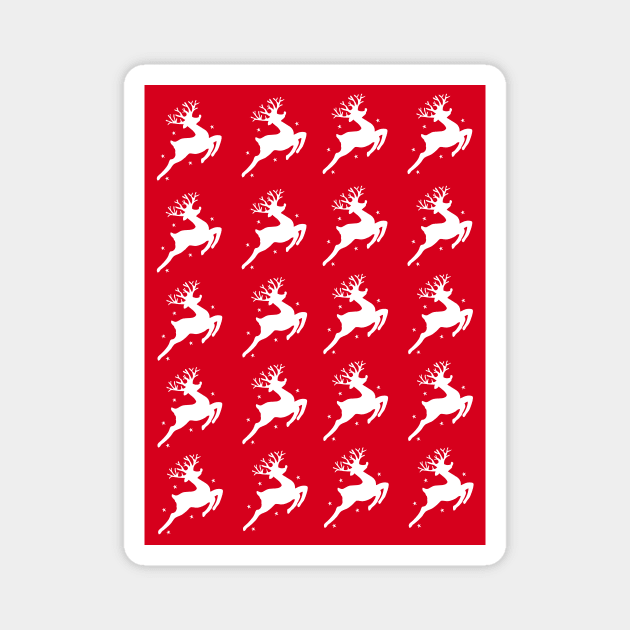 santa's magical christmas reindeer regular red pattern Magnet by Baobabprintstore