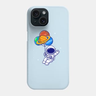 Cute Astronaut Floating With Planet balloons In Space  Cartoon Phone Case