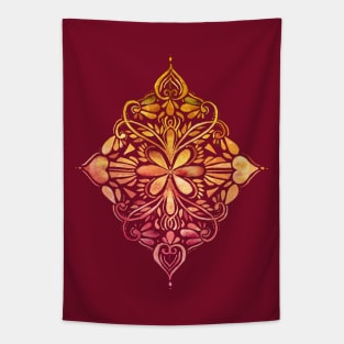 Sunset Art Nouveau Watercolor Doodle Tapestry