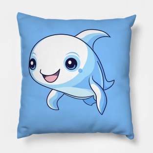 Baby white whale, cartoon Pillow