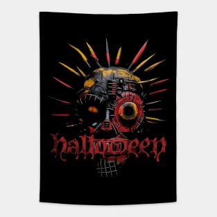 artistic killer creepy halloween mask on darkness Tapestry