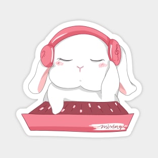 Sound Engineer Girl _ White Bunny Couple Magnet