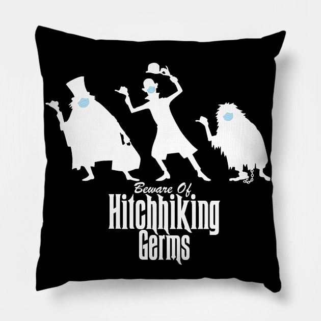 Hitchhiking Germs (White) Pillow by smithrenders