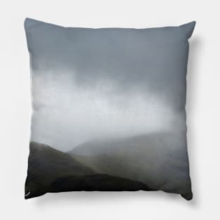 Mountains and mist at Glencoe, Highlands of Scotland Pillow