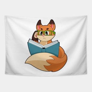 Fox as Nerd with Book & Glasses Tapestry