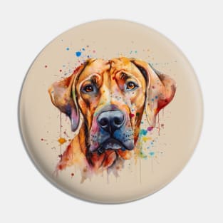 Rhodesian Ridgeback Bright Watercolor Painting Pin