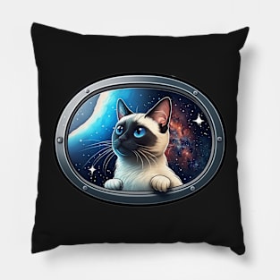 Siamese Cat in Outer Space Pillow