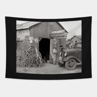 Blacksmith Shop, 1939. Vintage Photo Tapestry