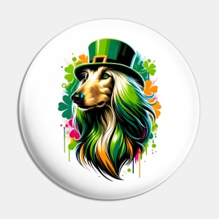 Afghan Hound Celebrates Saint Patrick's Day in Style Pin