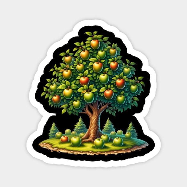 Apples Meadow Forest Colorful Trees Magnet by Flowering Away