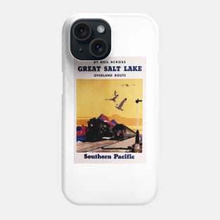 By Rail Across Great Salt Lake Overland Route Utah America USA Vintage Rail Phone Case