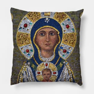 Virgin Mary Glass Mosaic Pillow