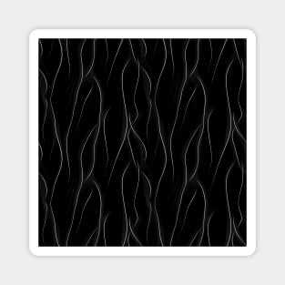 Monochrome Elegance: White Abstract Lines on Black Magnet