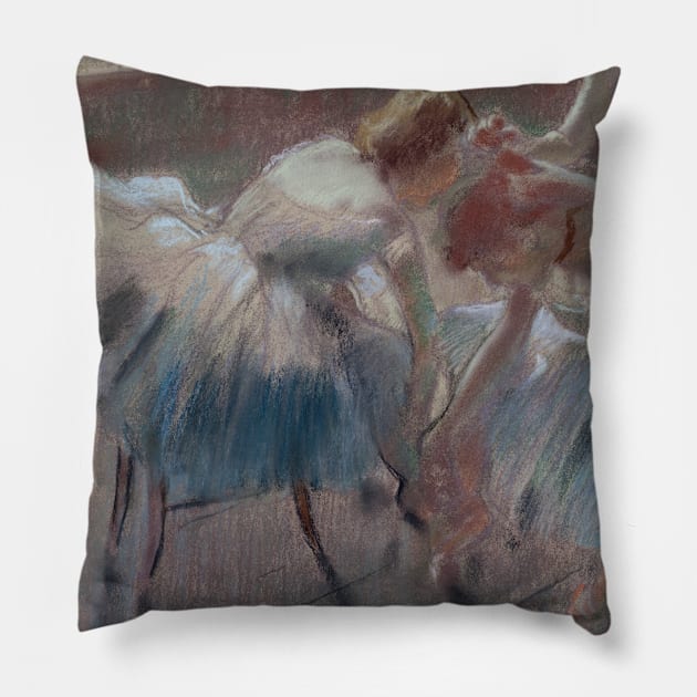 Three Dancers Preparing for Class by Edgar Degas Pillow by Classic Art Stall