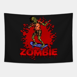 Zombie Skateboarding Tapestry