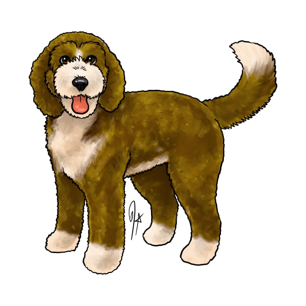 Dog - Bernadoodle - Cream and Brown by Jen's Dogs Custom Gifts and Designs