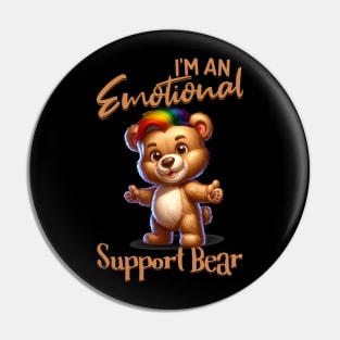 I Am An Emotional Support Bear Pride LGBT Free Hugs Pin