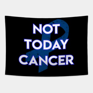 Not Today Cancer Dark Blue Ribbon Tapestry