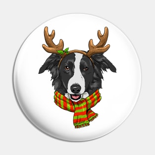 Border Collie Christmas Reindeer Antlers Dog Xmas Pin