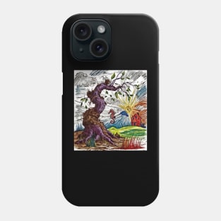 watercolor seahorse weird tree with house Phone Case