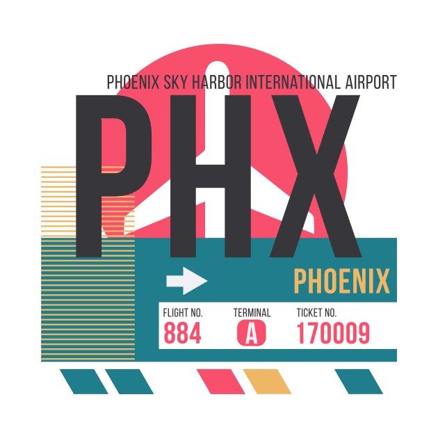 Phoenix (PHX) Airport // Sunset Baggage Tag by Now Boarding