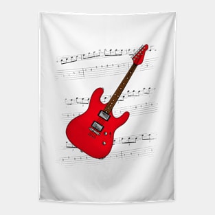 Guitar Tab Electric Guitarist Music Notation Musician (Red) Tapestry