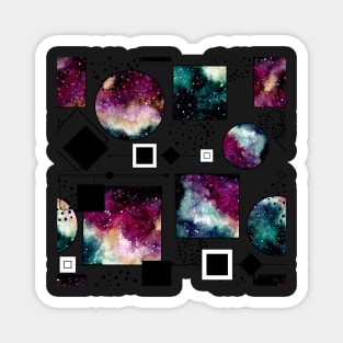 Watercolor Galaxy in Squares and Circles Magnet