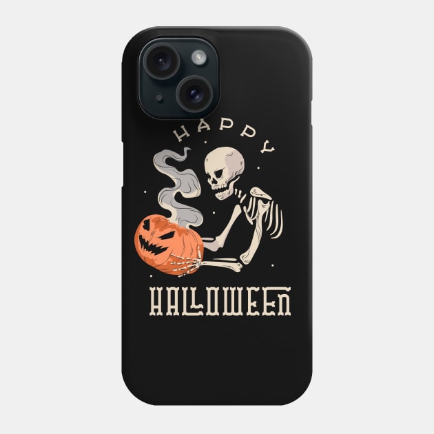 Happy Halloween Skeleton With Jack O' Lantern Phone Case by M n' Emz Studio