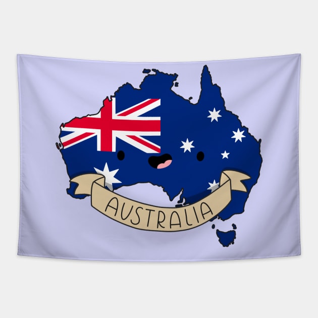 Kawaii Australia Flag Map Tapestry by Sofia Sava