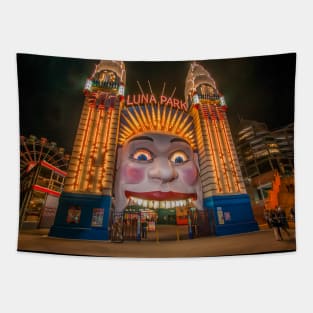 Luna Park Face at Night, Sydney, NSW, Australia Tapestry