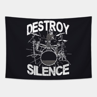 Destroy Silence Drummer Skull Tapestry