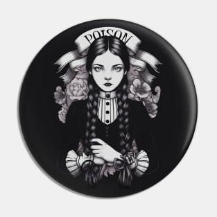 Wednesday Addams goth Pin