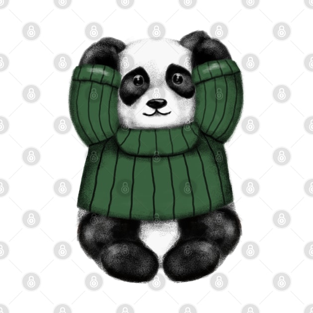 Cute Panda Girl Hear No Evil by Luna Illustration