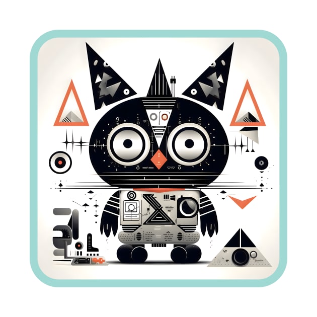 Tribal Robot Cat 2 by Polyshirt