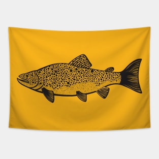 Brown Trout drawing - detailed fish art Tapestry