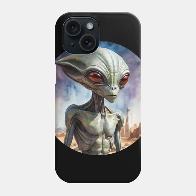 Alien in Desert City Phone Case by roswellboutique
