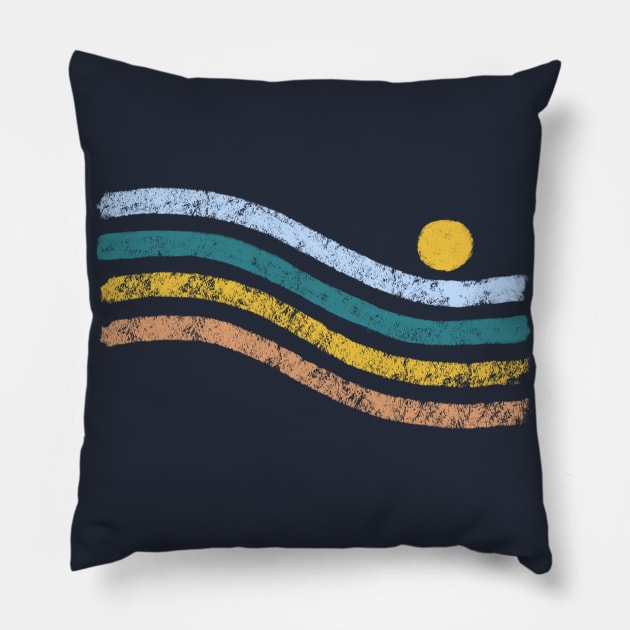 Retro Sunset Waves Pillow by Vanphirst