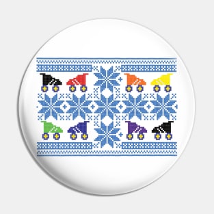Roller Derby Ugly Winter Sweater- rainbow Pin
