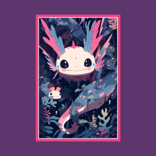 Cute Axolotl Anime Art Design | Cute Animals | Axolotl Hentaii Chibi Kawaii Design T-Shirt