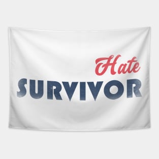 Hate Survivor Blue Caption Tapestry