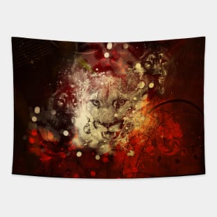 Awesome lion on vintage background Tapestry