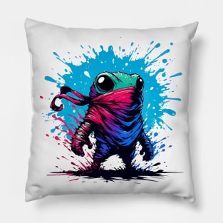 Cool Ninja Samurai Frog Anime Ink Splash Pillow