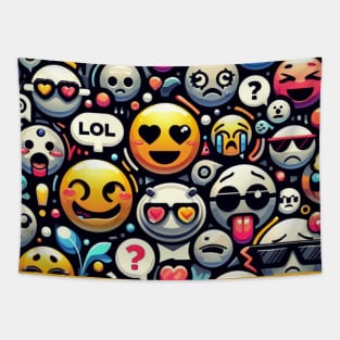 emoji pack - sad emoji happy emoji in love emoji serious emoji confident emoticon Tapestry